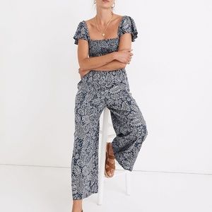 Madewell Lucie Smocked Wide leg jumpsuit- Paisley Garden